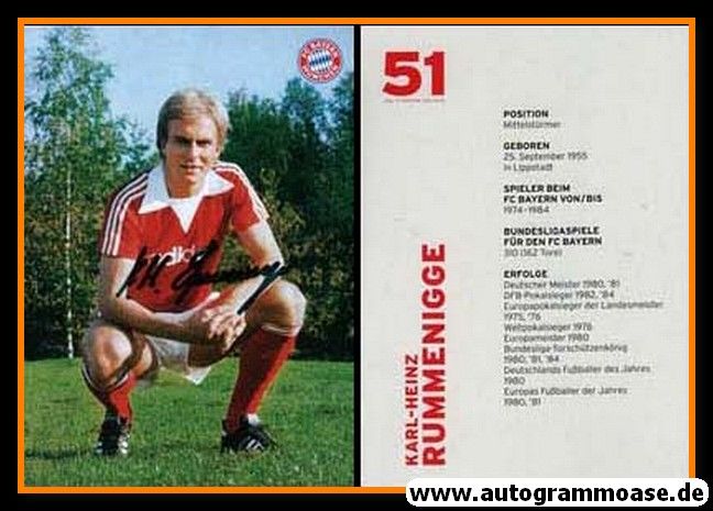 Autogramm Fussball | FC Bayern München | 1980er Retro | Karl-Heinz RUMMENIGGE (51 Magazin)