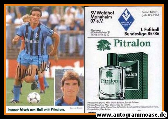 Autogramm Fussball | SV Waldhof Mannheim | 1985 | Bernd KLOTZ
