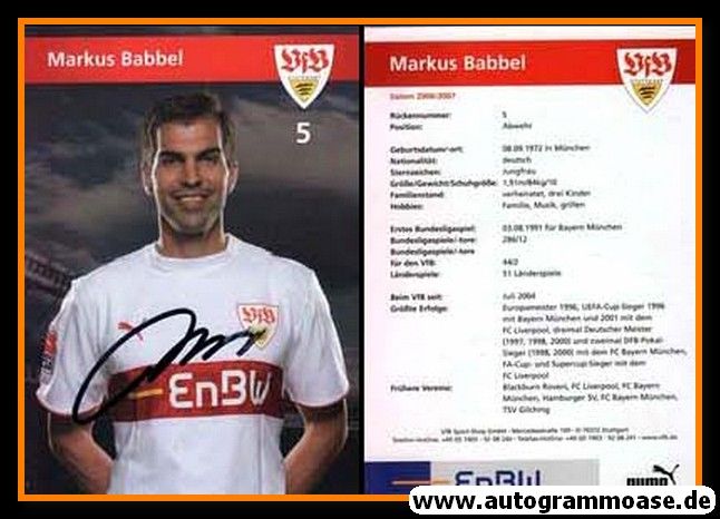 Autogramm Fussball | VfB Stuttgart | 2006 | Markus BABBEL