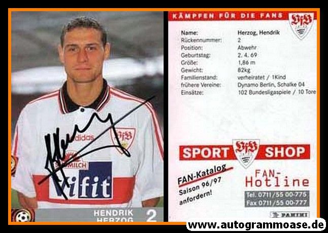 Autogramm Fussball | VfB Stuttgart | 1996 rot | Hendrik HERZOG
