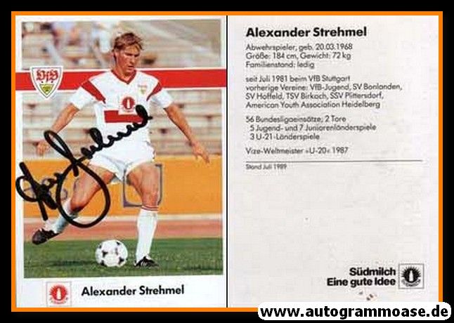 Autogramm Fussball | VfB Stuttgart | 1989 | Alexander STREHMEL