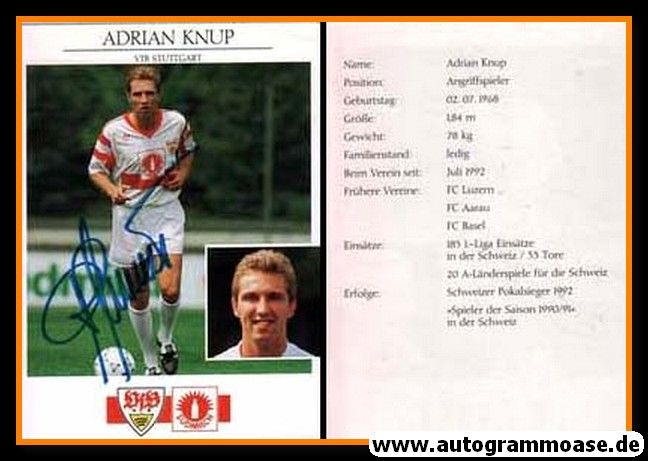 Autogramm Fussball | VfB Stuttgart | 1992 | Adrian KNUP (2)