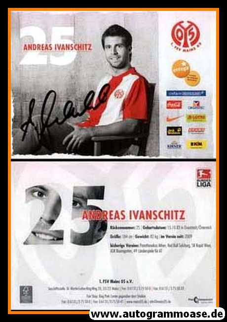 Autogramm Fussball | FSV Mainz 05 | 2009 | Andreas IVANSCHITZ