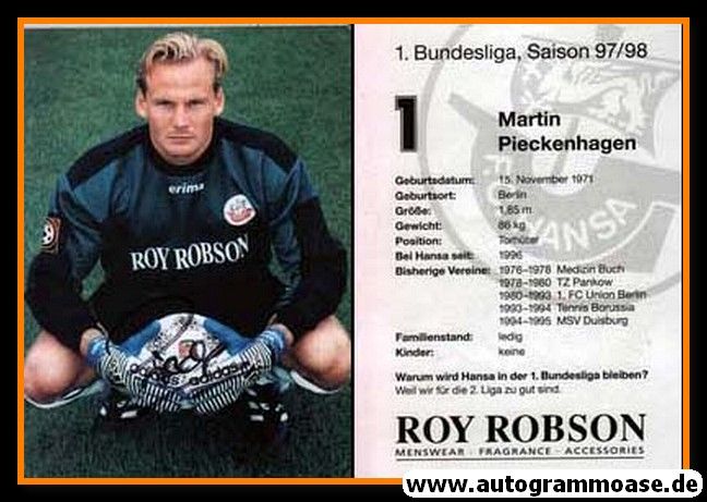 Autogramm Fussball | Hansa Rostock | 1997 | Martin PIECKENHAGEN
