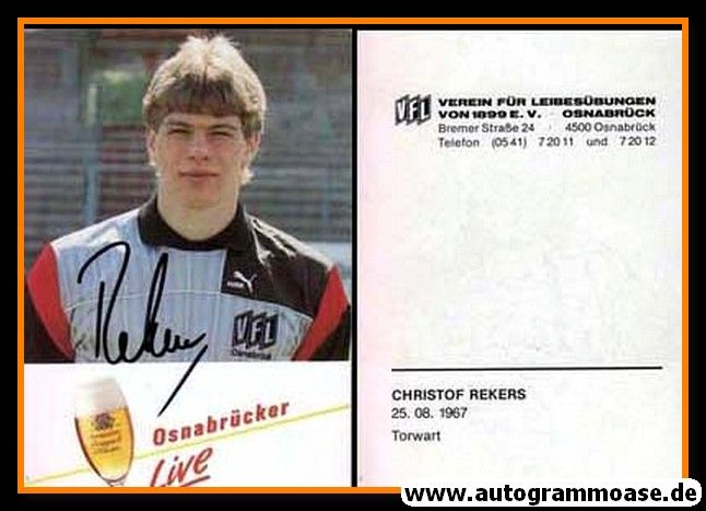 Autogramm Fussball | VfL Osnabrück | 1987 | Christof REKERS