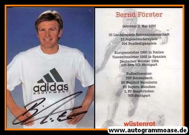 Autogramm Fussball | VfB Stuttgart | 1990er | Bernd FÖRSTER (Wüstenrot) 2