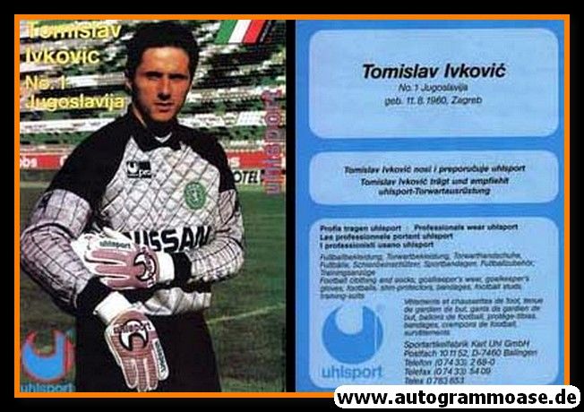 Autogrammkarte Fussball | 1980er Uhlsport | Tomislav IVKOVIC (Jugoslawien)