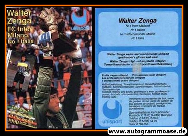 Autogrammkarte Fussball | 1990er Uhlsport | Walter ZENGA (Italien)