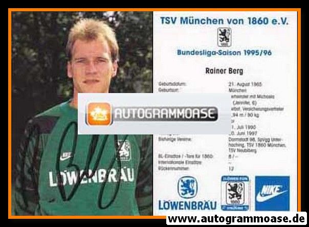 Autogramm Fussball | TSV 1860 München | 1995 | Rainer BERG
