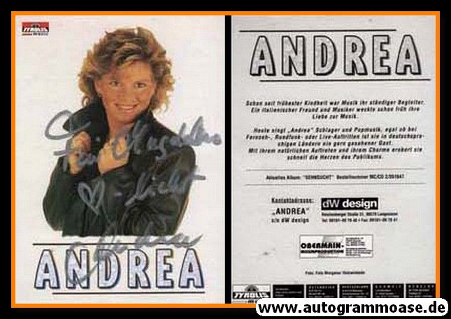 Autogramm Schlager | ANDREA | 1999 "Sehnsucht" (Tyrolis)