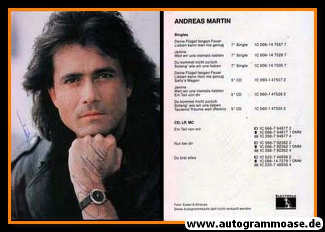 Autogramm Schlager | Andreas MARTIN | 1991 "Deine Flügel" (Electrola)