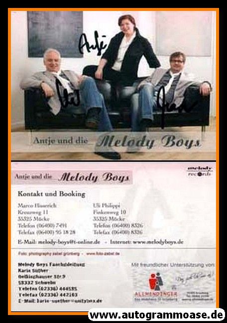Autogramm Schlager | ANTJE + Melody Boys | 2010er (Portrait Color)