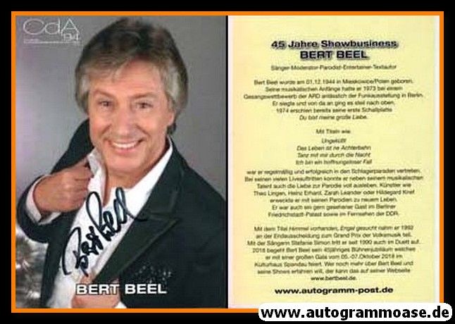 Autogramm Schlager | Bert BEEL | 2018 (Portrait Color CdA)
