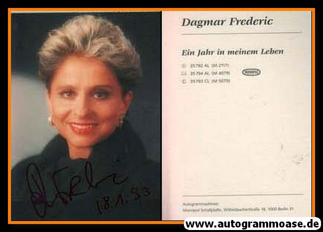 Autogramm Schlager | Dagmar FREDERIC | 1992 "Ein Jahr In Meinem Leben" (Monopol)