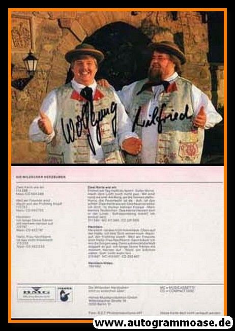 Autogramme Volksmusik | DIE WILDECKER HERZBUBEN | 1999 Druck "Zwei Kerle Wie Wir" (BMG Hansa)