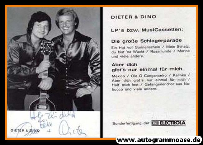 Autogramme Schlager | DIETER + DINO | 1970er "Aber Dich ..." (EMI