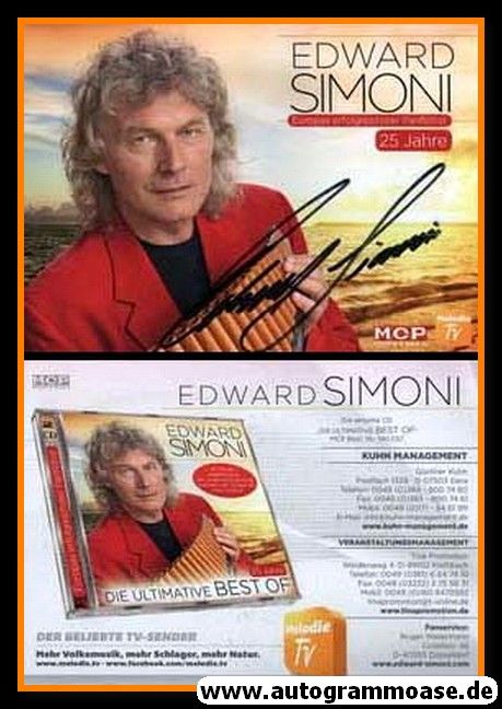 Autogramm Pan-Flöte | Edward SIMONI | 2016 "20 Jahre" (Portrait Color MCP)