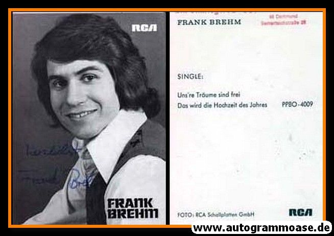Autogramm Schlager | Frank BREHM | 1974 "Unsre Träume" (RCA)