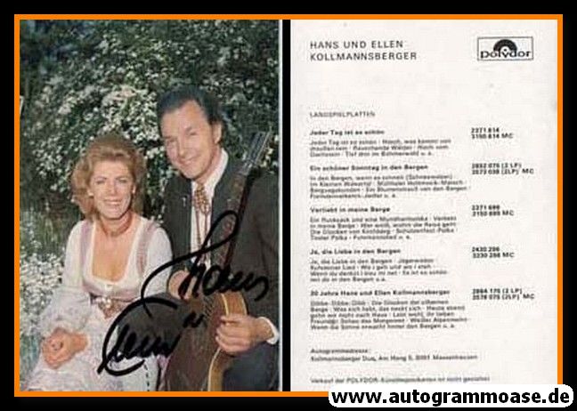 Autogramme Volksmusik | Hans + Ellen KOLLMANNSBERGER | 1980er (Portrait Color) Polydor