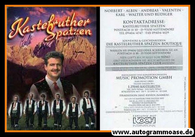 Autogramme Volksmusik | KASTELRUTHER SPATZEN | 1990er (Portrait Color) Koch 2