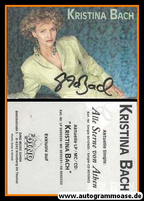 Autogramm Schlager | Kristina BACH | 1991 "Alle Sterne Von Athen" (Dino)