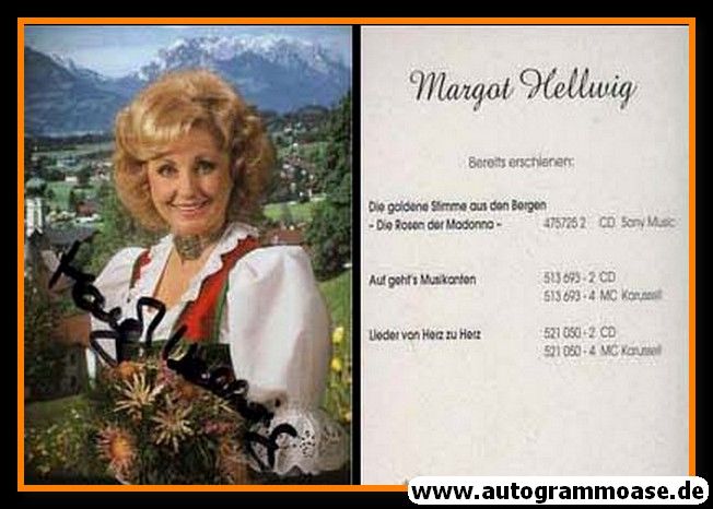 Autogramm Volksmusik | Margot HELLWIG | 1998 "Lieder Von Herz Zu Herz"