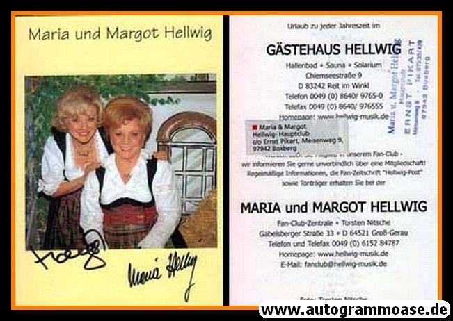 Autogramme Volksmusik | Margot + Maria HELLWIG | 2000er (Portrait Color) Gästehaus