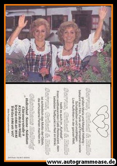 Autogramme Volksmusik | Margot + Maria HELLWIG | 1980er (Portrait Color) Gästehaus