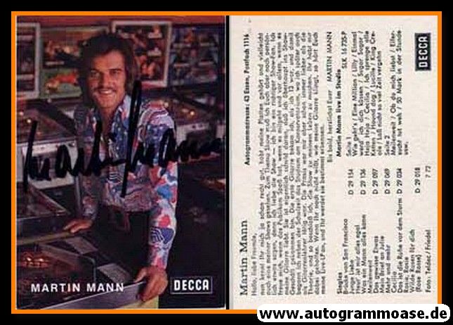 Autogramm Schlager | Martin MANN | 1971 "Live Im Studio" (Portrait Color Decca) 1