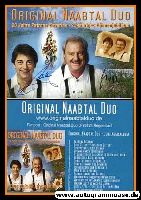 Autogramme Volksmusik | ORIGINAL NAABTAL DUO | 2008 "20 Jahre - Album"