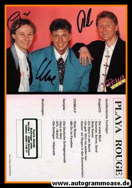 Autogramme Schlager | PLAYA ROUGE | 1990er (Portrait Color)