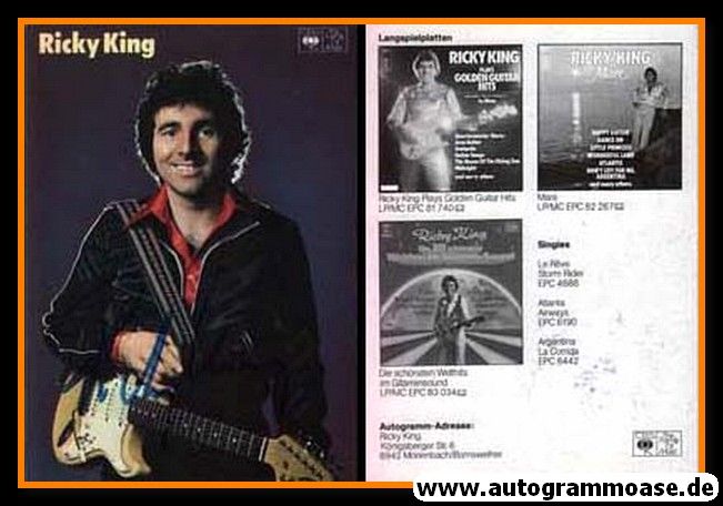 Autogramm Rock | Ricky KING | 1978 "20 Welthits" (Portrait Color CBS)