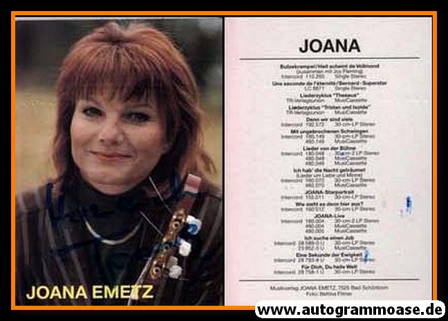 Autogramm Chanson | JOANA Emetz | 1980er (Portrait Color) Diskografie