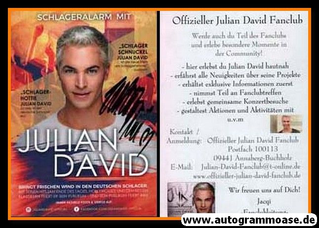 Autogramm Schlager | Julian DAVID | 2010er (Portrait Color)