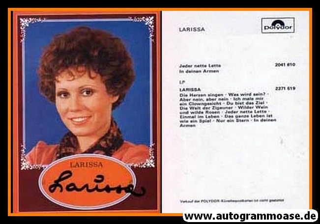 Autogramm Schlager | LARISSA | 1974 "Larissa" (Polydor)