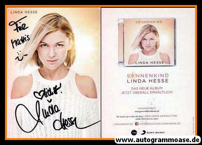 Autogramm Schlager | Linda HESSE | 2016 "Sonnenkind"