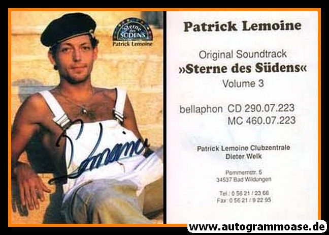 Autogramm Pop | Patrick LEMOINE | 1995 "Sterne Des Südens"