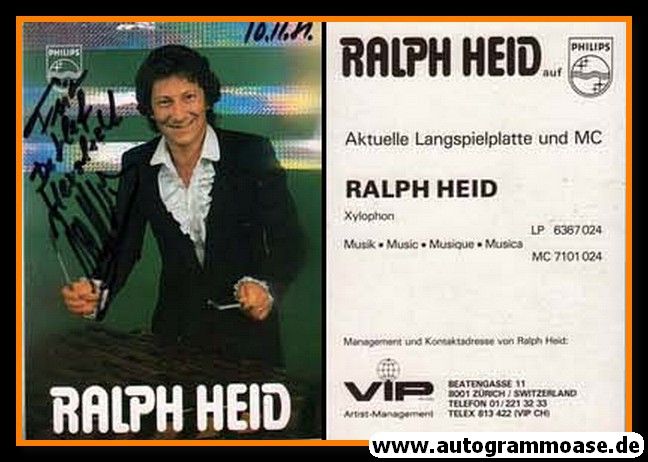 Autogramm Instrumental (Xylophon) | Ralph HEID | 1980er (Portrait Color) Philips