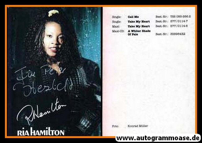 Autogramm Pop | Ria HAMILTON | 1992 Druck "A Whiter Shade"