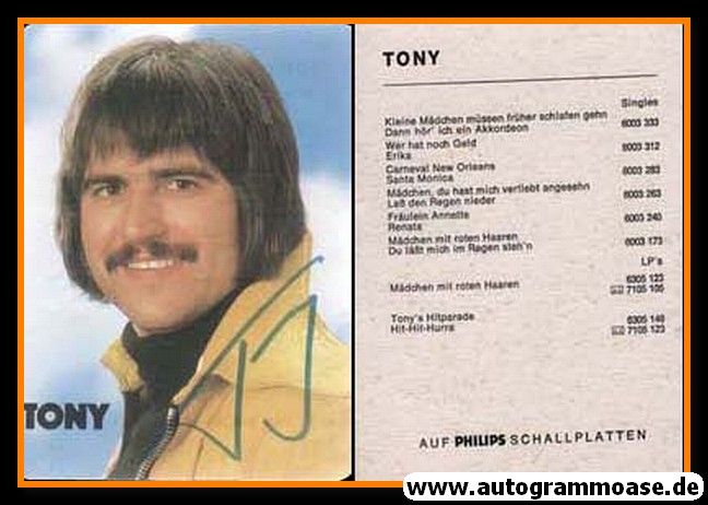 Autogramm Schlager | TONY | 1971 "Kleine Mädchen" (Portrait Color Philips)