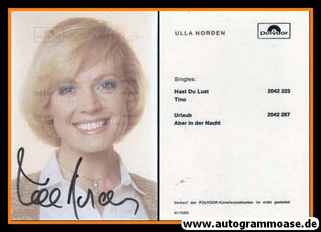 Autogramm Schlager | Ulla NORDEN | 1991 "Urlaub" (Polydor)