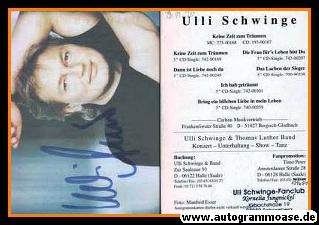 Autogramm Schlager | Ulli SCHWINGE | 2012 "Keine Zeit Zum Träumen" (Portrait Color)