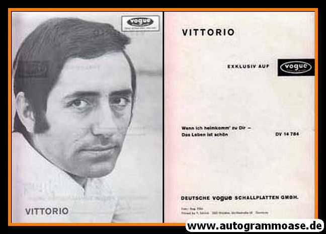 Autogramm Schlager | Vittorio CASAGRANDE | 1968 "Wenn Ich Heimkomm" (Portrait SW Vogue)