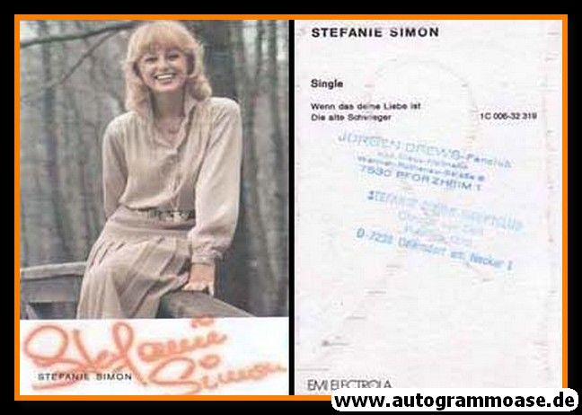 Autogramm Schlager | Stefanie SIMON | 1977 "Wenn Das Deine Liebe Ist" (EMI)