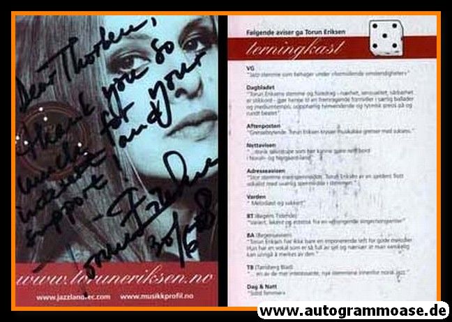 Autogramm Jazz (Norwegen) | Torun ERIKSEN | 2010er (Portrait SW)