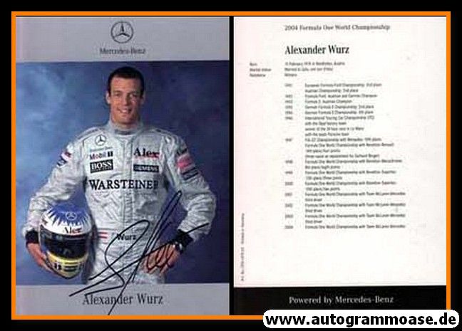 Autogramm Formel 1 | Alexander WURZ | 2004 Druck (Mercedes)