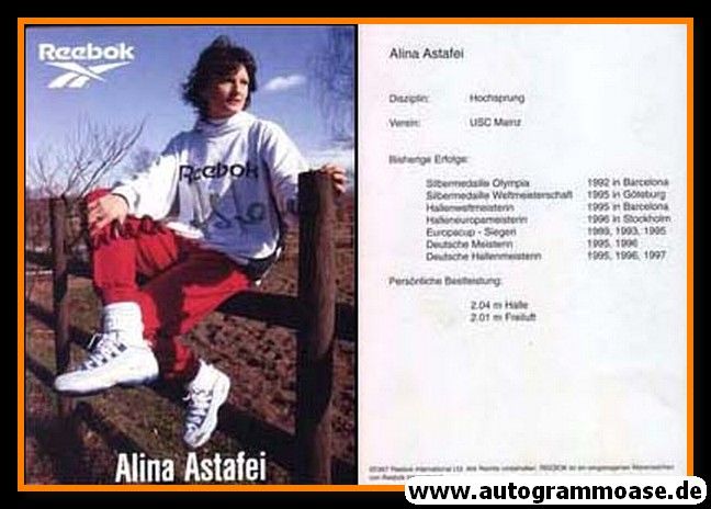 Autogramm Hochsprung | Alina ASTAFEI | 1990er (Portrait Color Reebok) OS-Silber