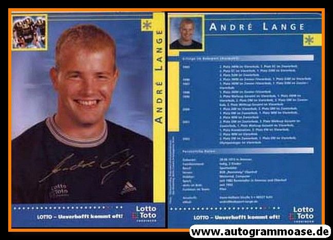 Autogramm Bob | Andre LANGE | 2002 (Portrait Color Lotto Toto) OS-Gold