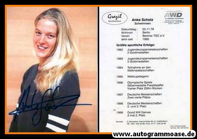 Autogramm Schwimmen | Anke SCHOLZ | 1999 (Portrait Color)