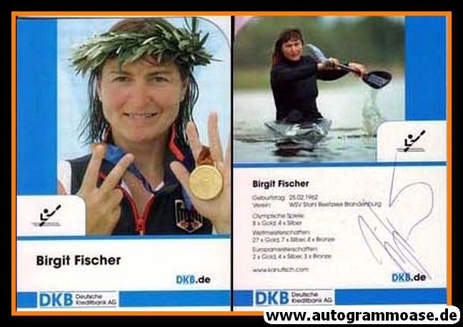Autogramm Kanu | Birgit FISCHER | 2000er (Portrait Color DKB) OS-Gold